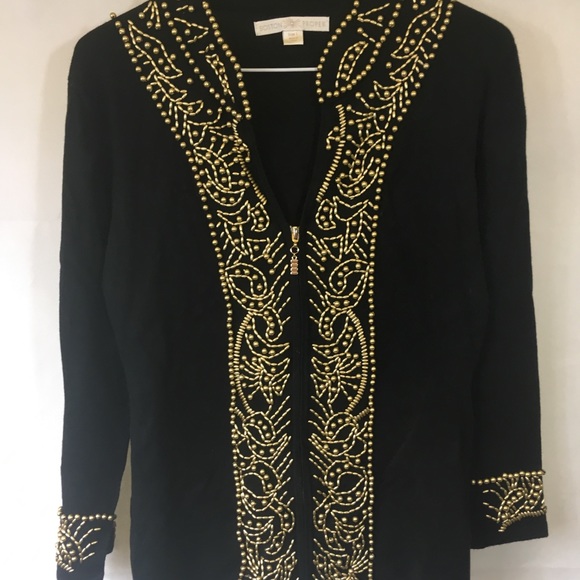 Boston Proper Sweaters - BOSTON Proper Zipper Front  Embellished Sweater